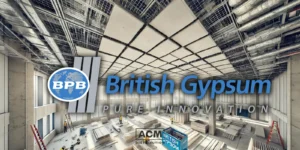 workers_installing_Gyproc_ceiling_boards • British Gypsum plasterboard ceiling installation in London